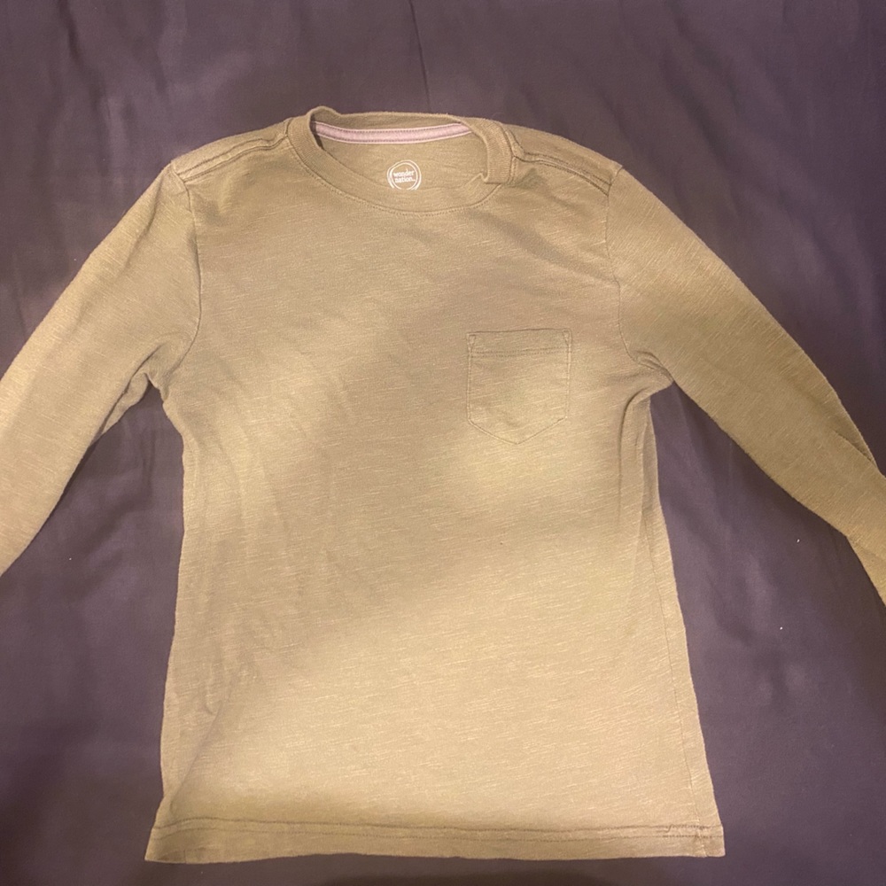 Little boys green long sleeve t-shirt.